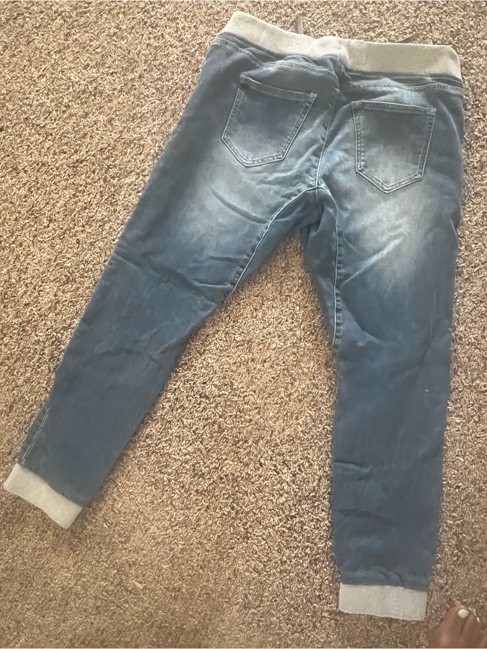 Men's Slim Jogger Jeans in Dark Blue with Grey Waistband